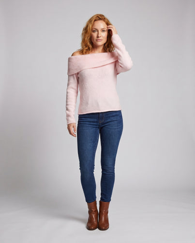 Damen Off-Shoulder Strickpullover mit weichem Material