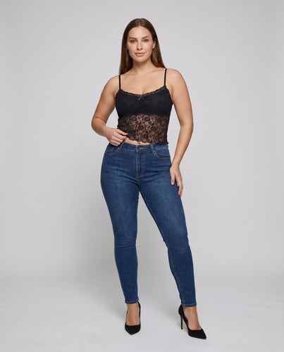 Damen Spitzen-Crop-Top mit zarten Rüschendetails und eleganter Schleife