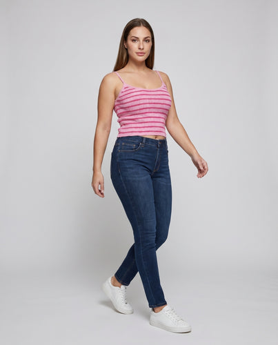 Damen Strick-Crop-Top mit feinen Streifen