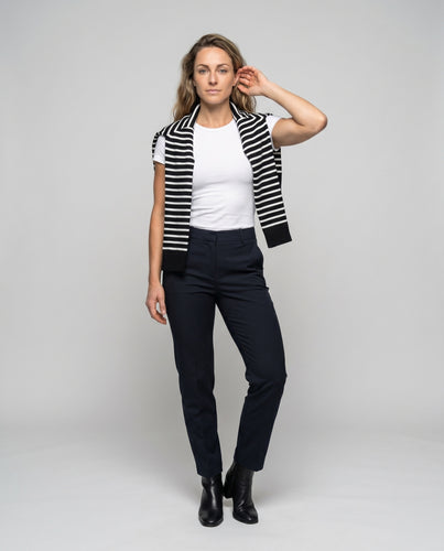 Damen Strick-Tops mit breiten Streifen und Krawatten-Detail