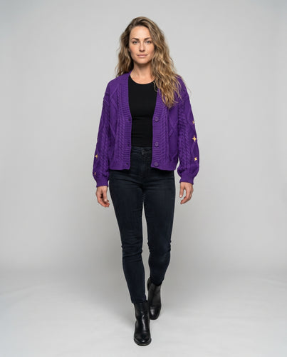 Damen Strickcardigan mit dekorativen Zopfmuster und trendigen Knopfdetails