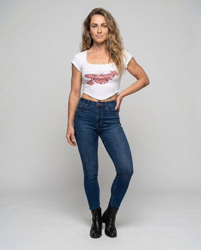 Damen Trendiges Crop-Oberteil mit verspieltem Motiv