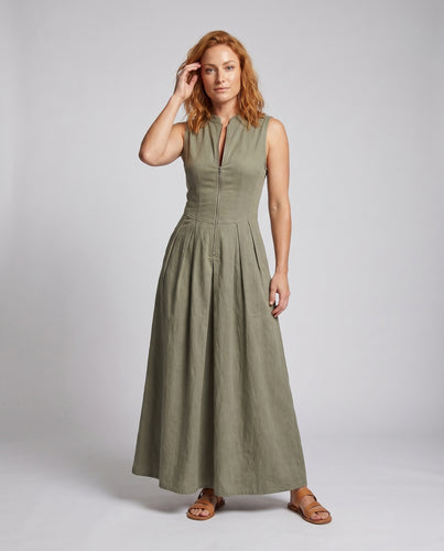 Damen A-Linien Kleid mit Reißverschluss und Stehkragen EB