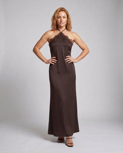 Damen Abendkleid mit elegantem Spitzenhals und figurbetonendem Schnitt EB