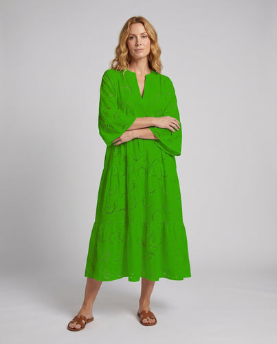 Damen Baumwollmaxikleid mit luftiger A-Linien-Silhouette und verspielten Cut-Outs EB