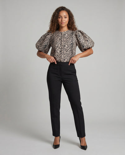 Damen Bluse mit voluminösen Puffärmeln im Animal-Print EB