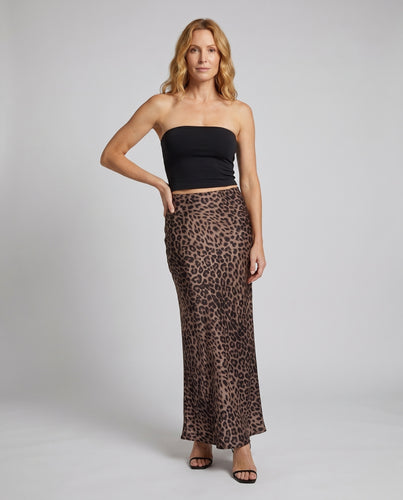 Damen Eleganter Maxirock mit animalischem Muster und fließendem Schnitt EB