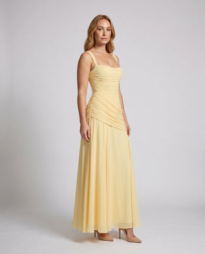 Damen Elegantes langes Cocktailkleid mit raffinierter Drapierung EB