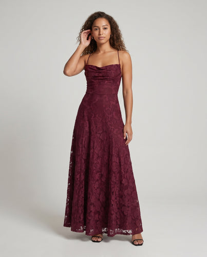Damen Elegantes Maxikleid mit hochgeschlossenem Bustier und floralem Muster EB