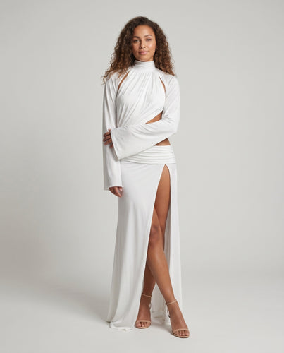 Damen Elegantes Maxikleid mit raffiniertem Schnitt und fließendem Stoff EB