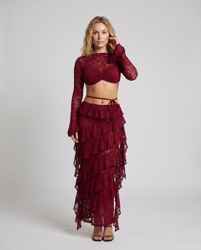 Damen Elegantes Spitzenkleid mit verführerischer Rüschendetail EB