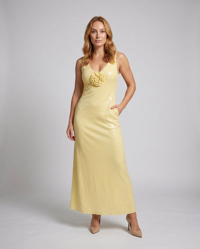 Damen Figurbetontes Abendkleid mit Glitzerakzenten und floraler Verzierung EB