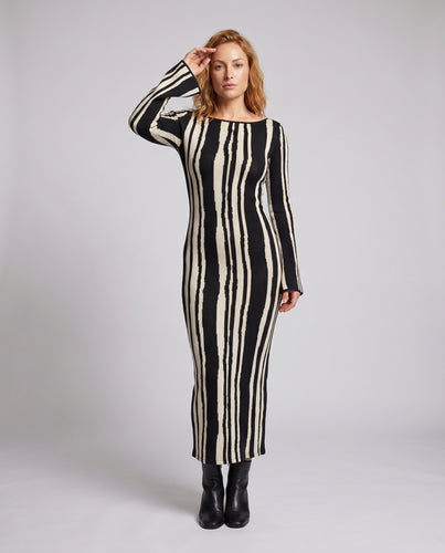 Damen Figurbetontes Langarmkleid mit einzigartigem Tiermotiv EB