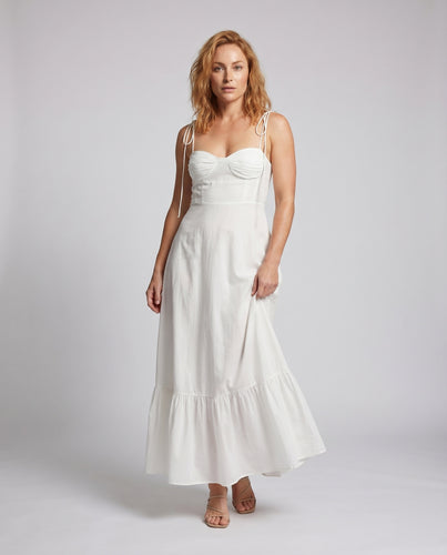 Damen fließendes Maxikleid mit Rüschen und verstellbaren Trägern EB