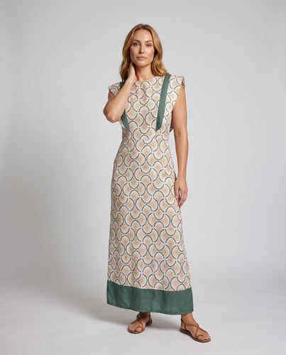 Damen Langes Sommerkleid mit raffiniertem Rüschendesign und gestreiftem Muster EB
