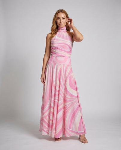 Damen Maxikleid mit raffiniertem Halterdesign und fließendem Schnitt EB