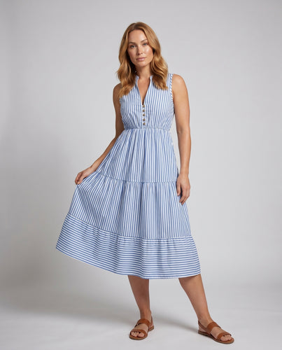 Damen Maxikleid mit schickem Kragen und tiefem V-Ausschnitt EB