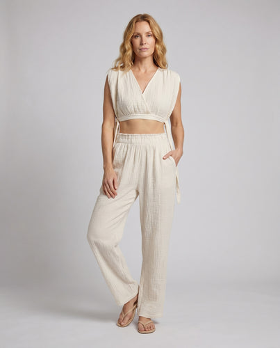 Damen cropped Oberteil mit fließendem Schnitt