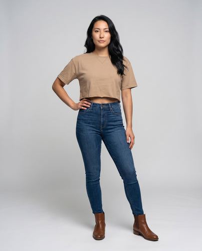 Damen cropped T-Shirt mit lässiger Passform