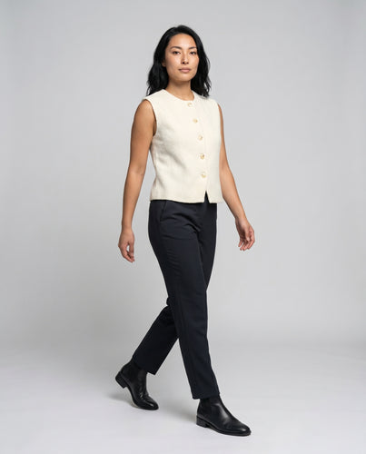 Damen elegante ärmellose Bluse mit Knopfleiste