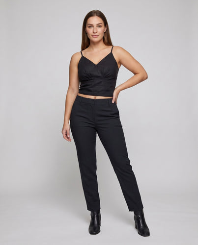 Damen elegantes cropped Oberteil mit tiefem V-Ausschnitt und raffinierten Falten