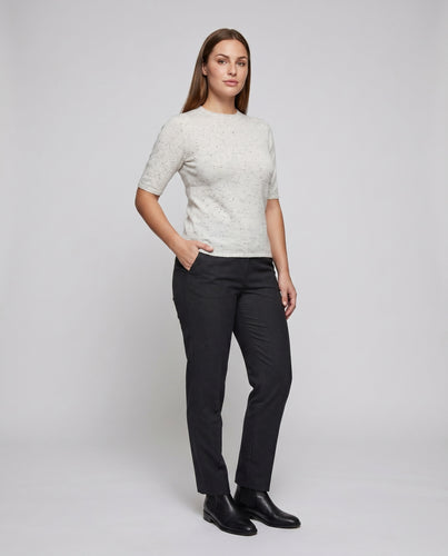 Damen elegantes, strukturierte Kurzarm-Top aus hochwertigem Material