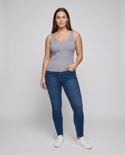 Damen elegantes Viskose-Trägertop mit feiner Rippstruktur