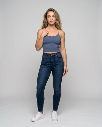 Damen eng anliegendes Sportoberteil mit ärmellosem Design und feiner Rippenstruktur