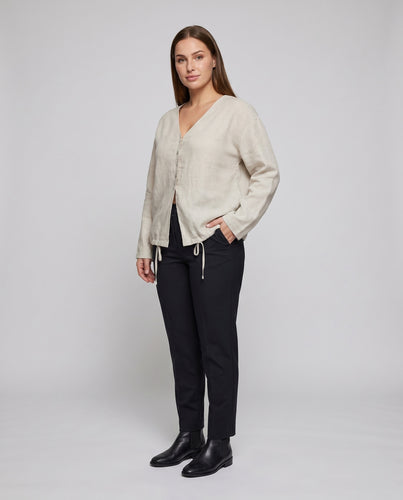 Damen lässige Leinenbluse mit Knopfleiste und modernem Schnitt