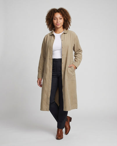 Damen lässiger Longshirt-Kleid mit Knopfleiste und aufgesetzten Taschen