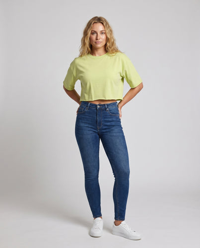 Damen lässiges cropped T-Shirt mit weit geschnittenen Ärmeln
