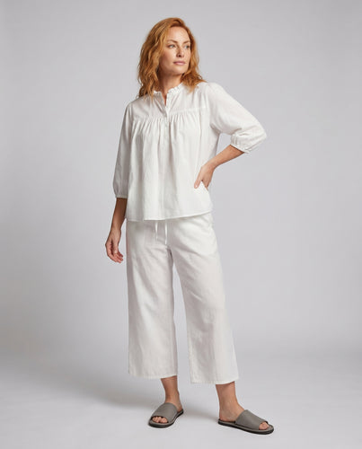 Damen Loungewear-Set aus luftiger Baumwolle mit Rüschendetails