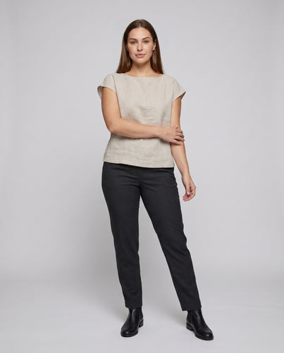 Damen luftiges Leinenoberteil mit feinen Details