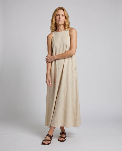 Damen luftiges Maxikleid mit elegantem Schnitt und minimalistischer Silhouette