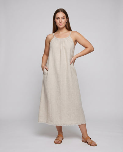 Damen luftiges Maxikleid mit feinen Spaghettiträgern und lässigem Schnitt