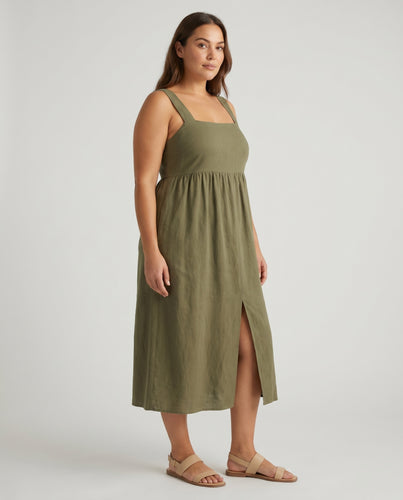 Damen luftiges Maxikleid mit seitlichem Schlitz und schwingendem Saum
