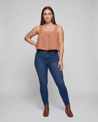 Damen luftiges Sommer-Top mit breiten Trägern und Rüschendetails