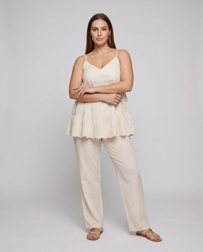 Damen luftiges Spaghettiträger-Top mit Rüschendetails