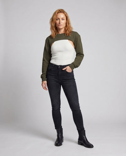 Damen modisches Oberteil mit Cut-Out-Design und langem Arm