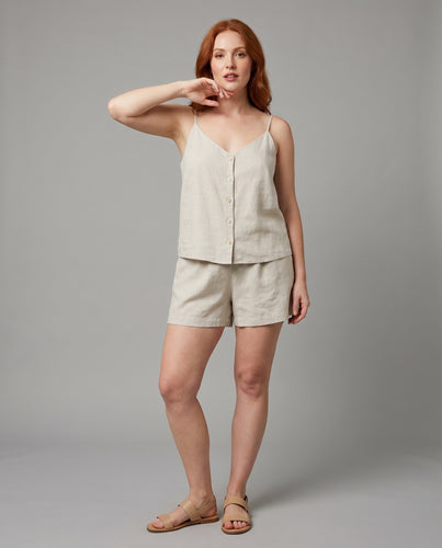 Damen modisches Sommer-Pyjama-Set aus hochwertigem Leinen
