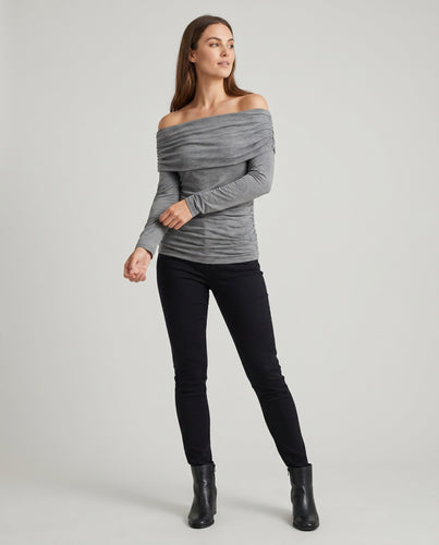 Damen off-shoulder Oberteil mit eleganter Drapierung