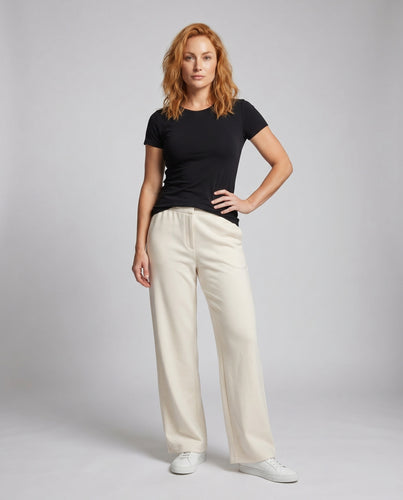 Damen weite Relaxed-Fit Pants mit elastischem Bund und seitlichen Taschen
