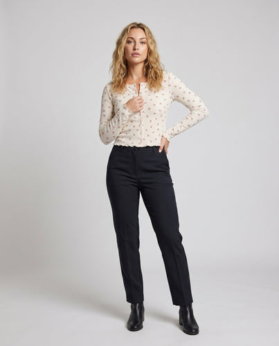 Damen Crop-Top mit floralen Mustern und Knopfdetail EB