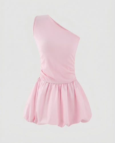 Damen Einseitiges Kleid mit voluminösem Rock EB