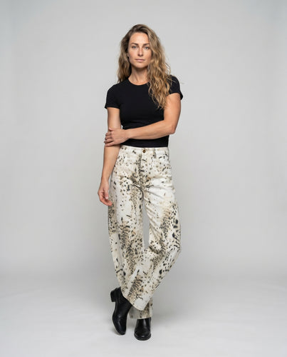 Damen Elegante Hose mit lässigem Schnitt und außergewöhnlichem Tiermuster EB