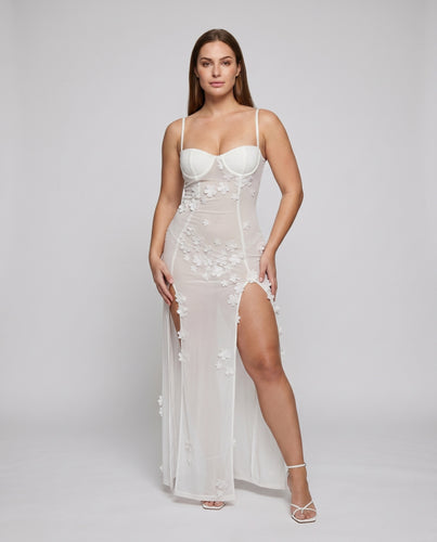 Damen Elegantes Kleid mit floralem Spitzenmuster und eleganter Silhouette EB