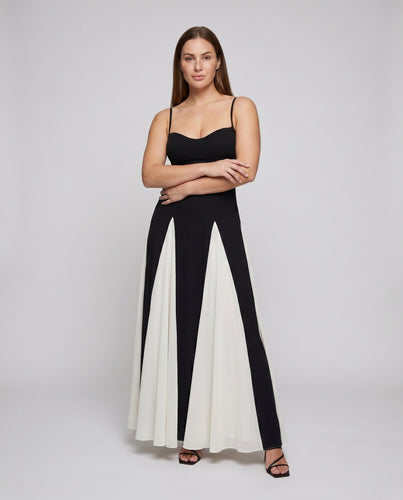 Damen elegantes Maxikleid mit ausgefallenem Cut-Out-Design und tailliertem Oberteil EB