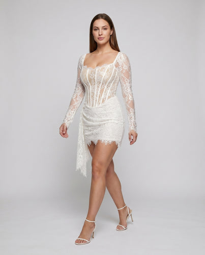 Damen Elegantes Spitzendress mit transparenten Elementen EB