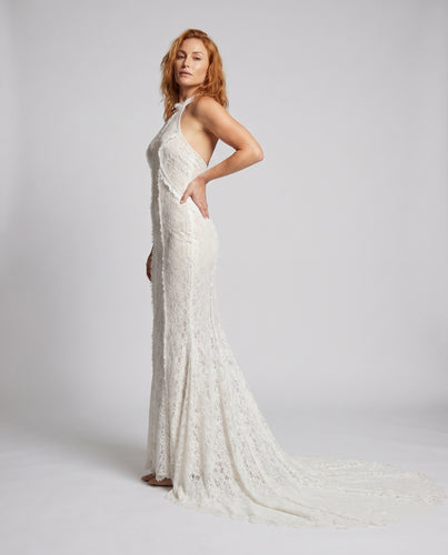 Damen Elegantes Spitzenkleid mit figurbetontem Schnitt und schwingendem Saum EB