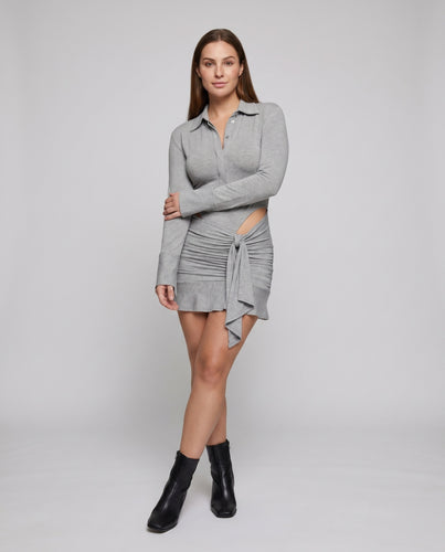 Damen Hemdblusenkleid mit Raffungen EB